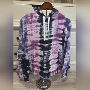 Dance & Marvel Purple, Black, White & Blue Tie-Dye Hoodie